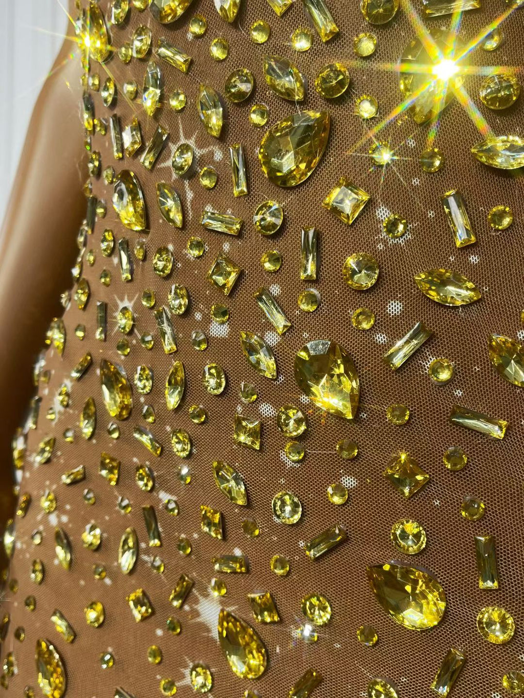 CELESINYI Xingshanshan Crystal Sparkle Mini Dress (Gold)