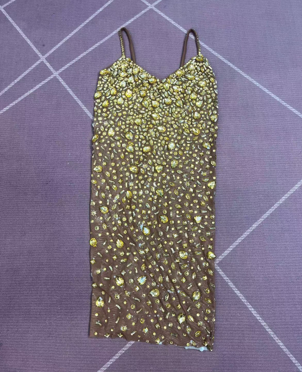 CELESINYI Xingshanshan Crystal Sparkle Mini Dress (Gold)