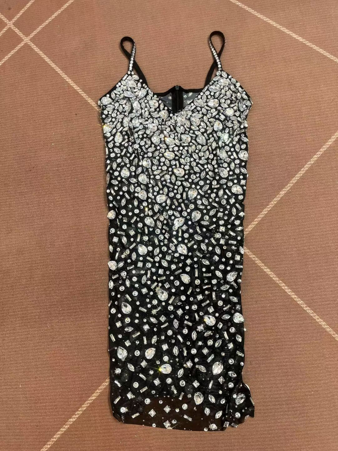 CELESINYI Xingshanshan Crystal Sparkle Mini Dress (Black)