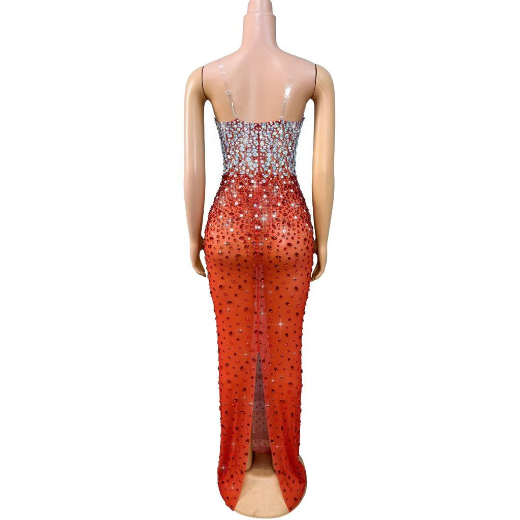 CELESINYI Hongxiuzi Crystal AB Gradient Mermaid Gown
