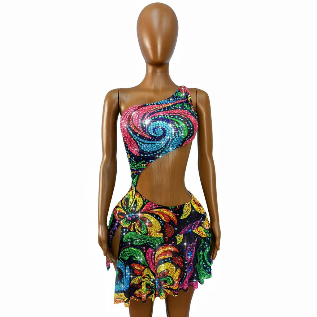 CELESINYI Xingyunhua Crystal Lucky Flower Mini Dress (Short)