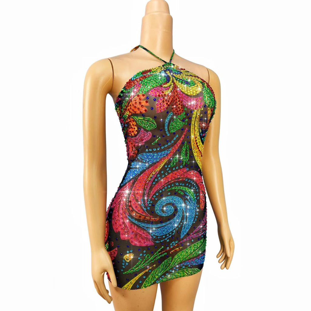 CELESINYI Xingyunhua Crystal Lucky Flower Mini Dress (Short)