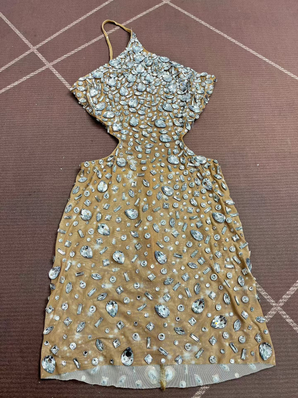 CELESINYI Xiaoxingshan Crystal One-Shoulder Mini Dress