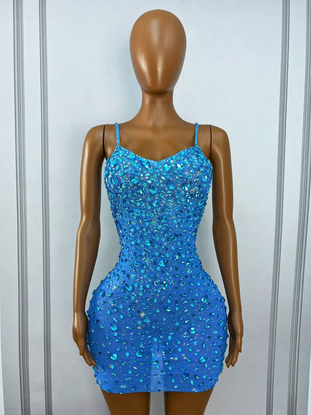 CELESINYI Xingshanshan Crystal Sparkle Mini Dress (Blue)