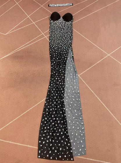 CELESINYI Xiongwuzuan Crystal Strapless Slit Gown