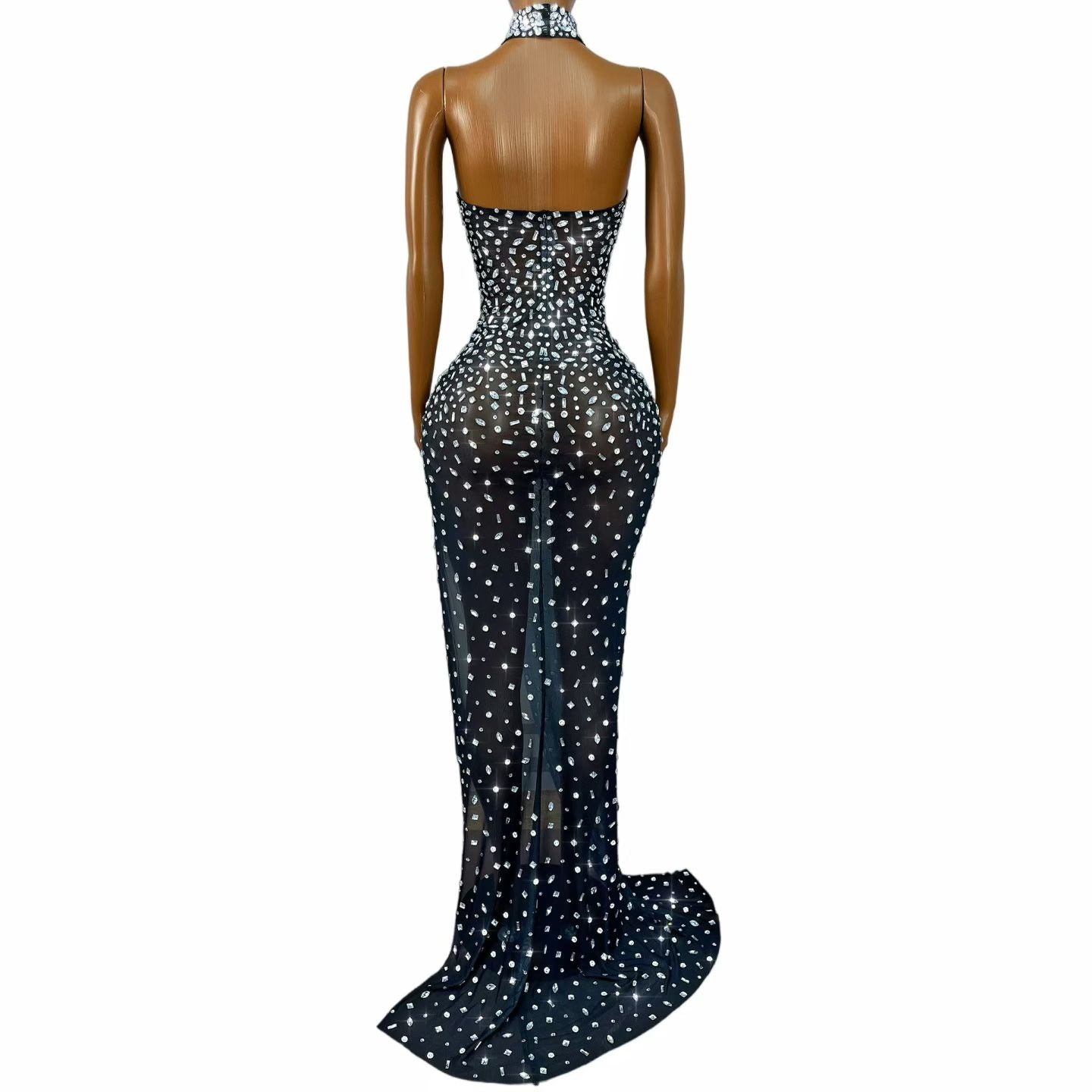 CELESINYI Xiongwuzuan Crystal Strapless Slit Gown