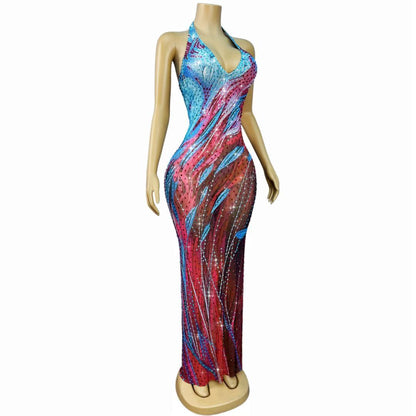 CELESINYI Haizhongye Crystal Halter Ocean Gown