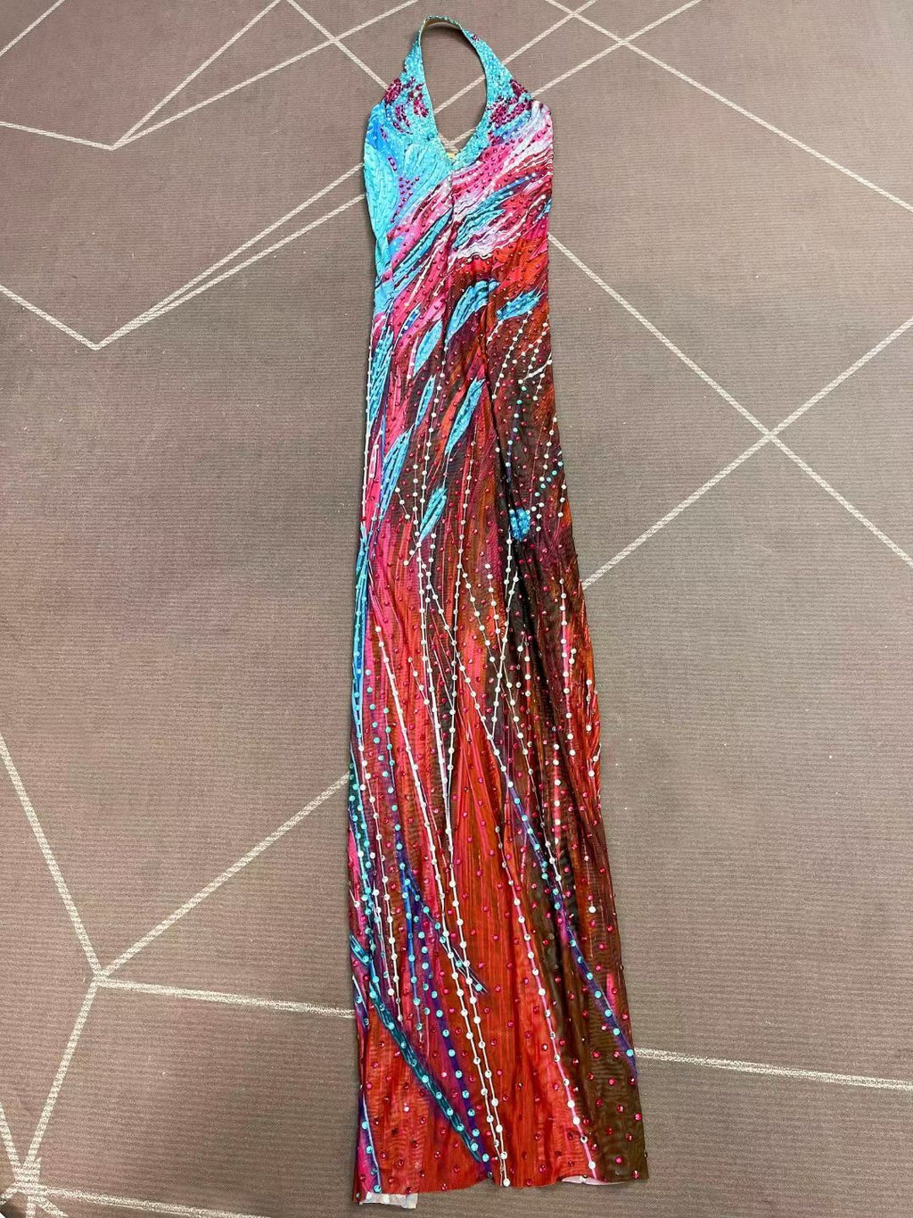 CELESINYI Haizhongye Crystal Halter Ocean Gown