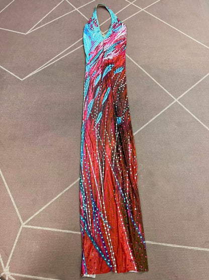 CELESINYI Haizhongye Crystal Halter Ocean Gown