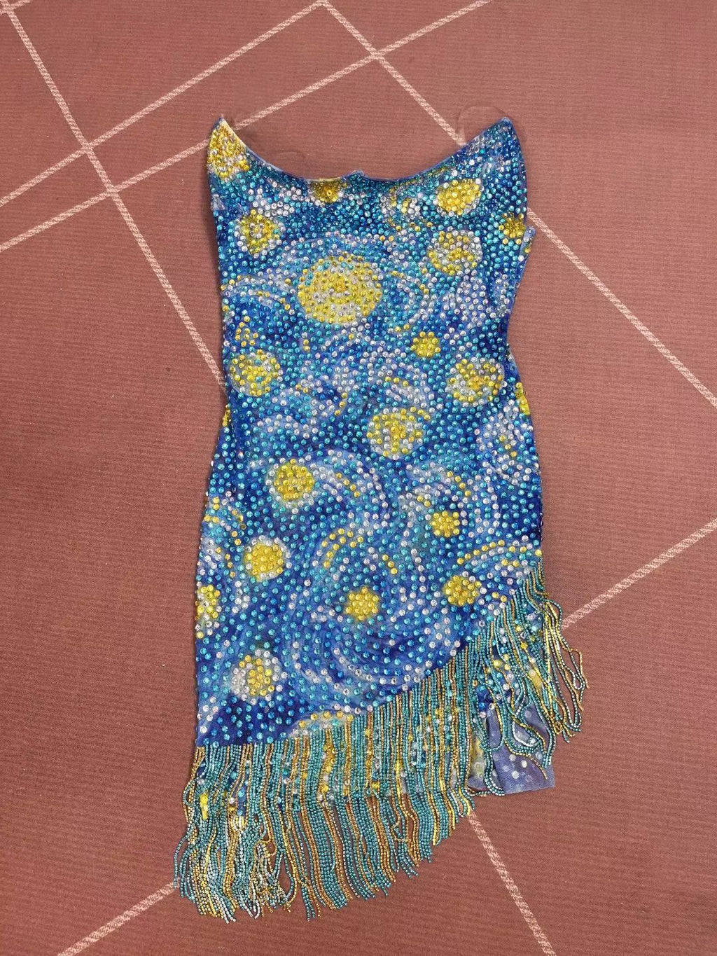 CELESINYI Fangao Crystal Starry Night Mini Dress