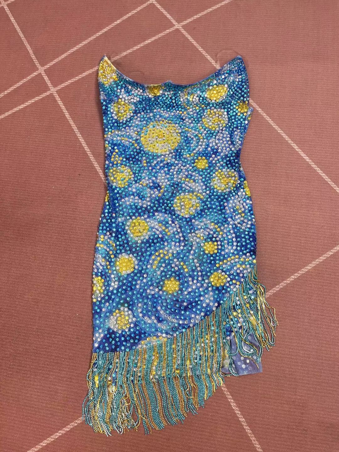 CELESINYI Fangao Crystal Starry Night Mini Dress