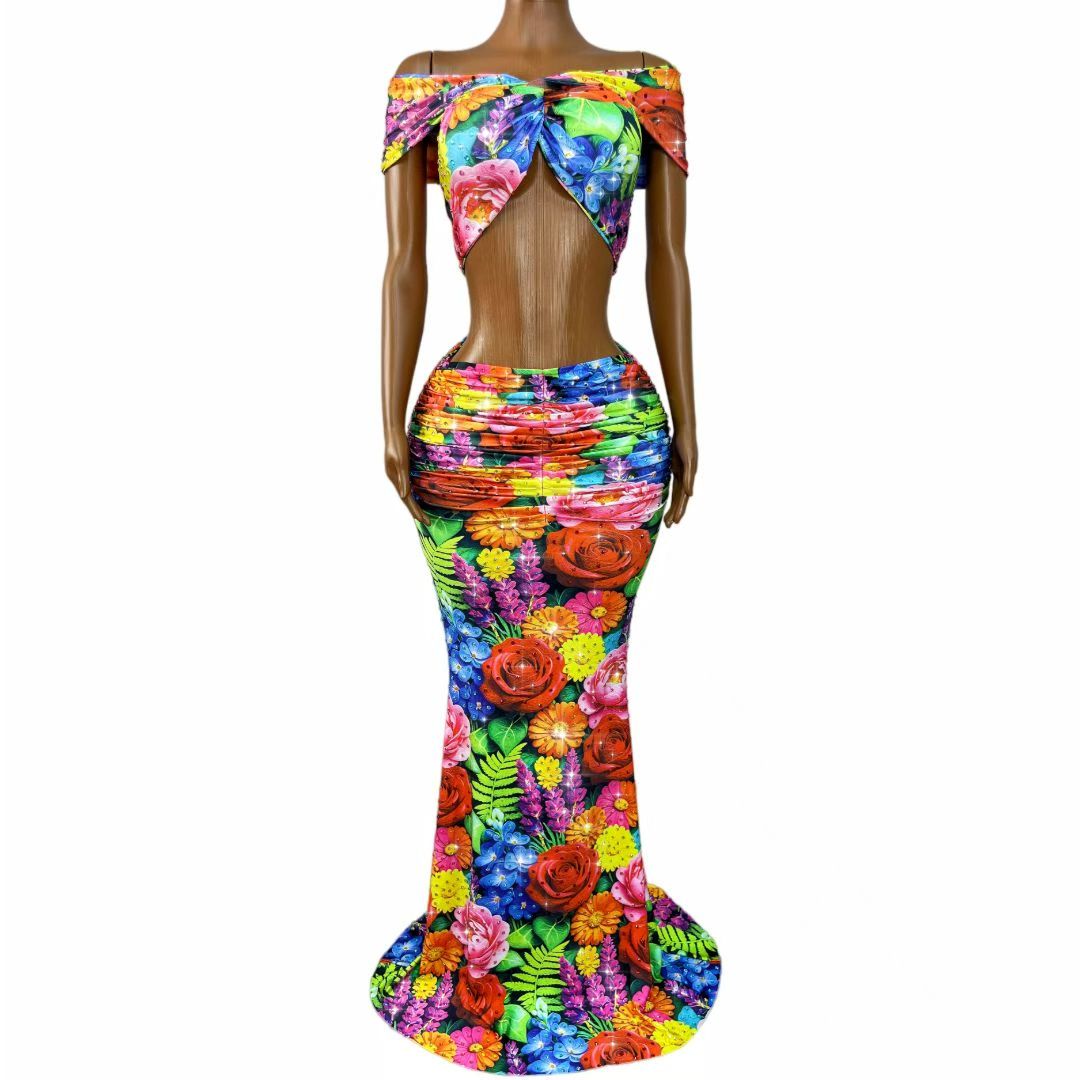CELESINYI Yichunfeng Crystal Floral Corset Set