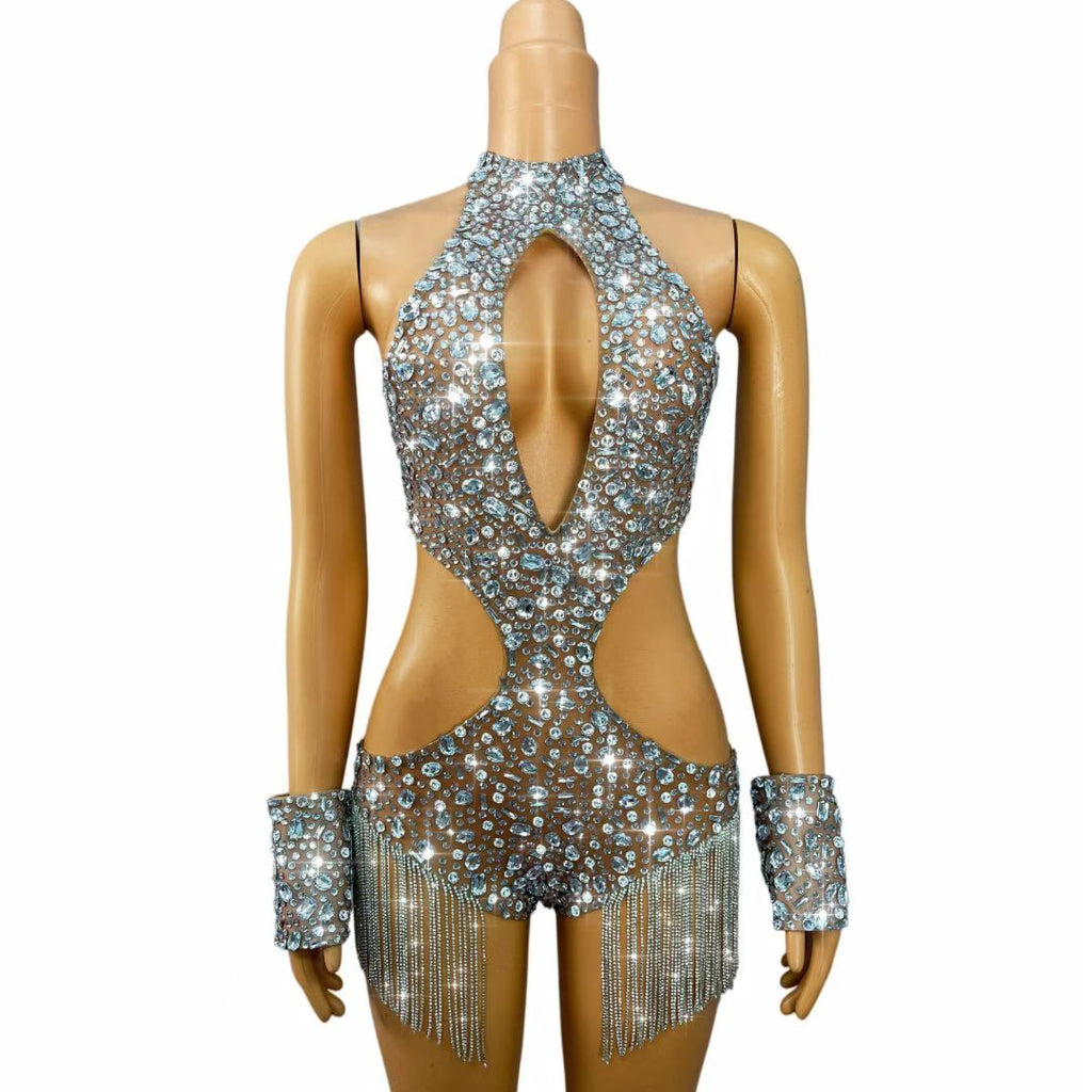 CELESINYI Xingluobing Crystal Fringe Bodysuit