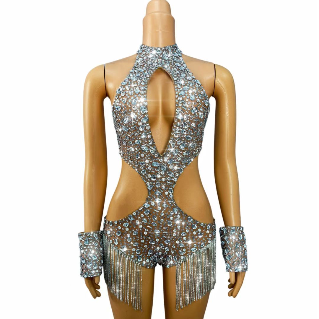 CELESINYI Xingluobing Crystal Fringe Bodysuit