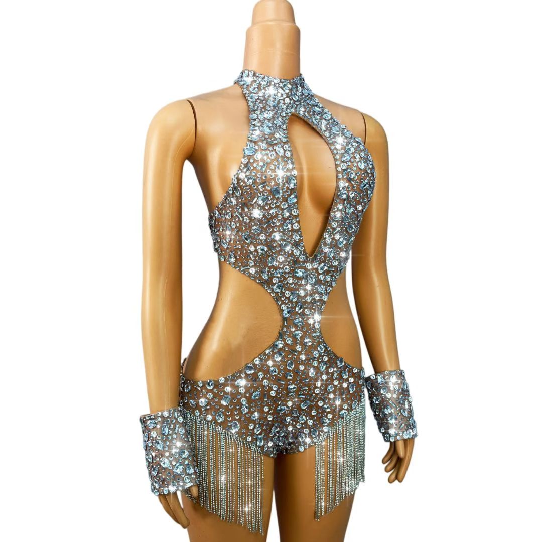 CELESINYI Xingluobing Crystal Fringe Bodysuit