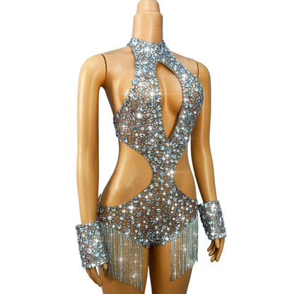 CELESINYI Xingluobing Crystal Fringe Bodysuit