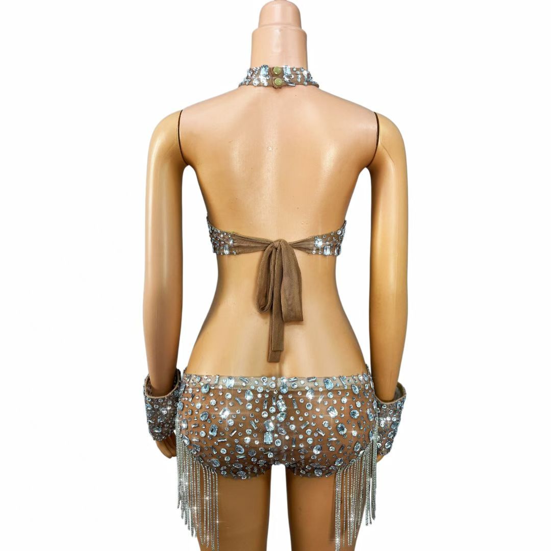 CELESINYI Xingluobing Crystal Fringe Bodysuit