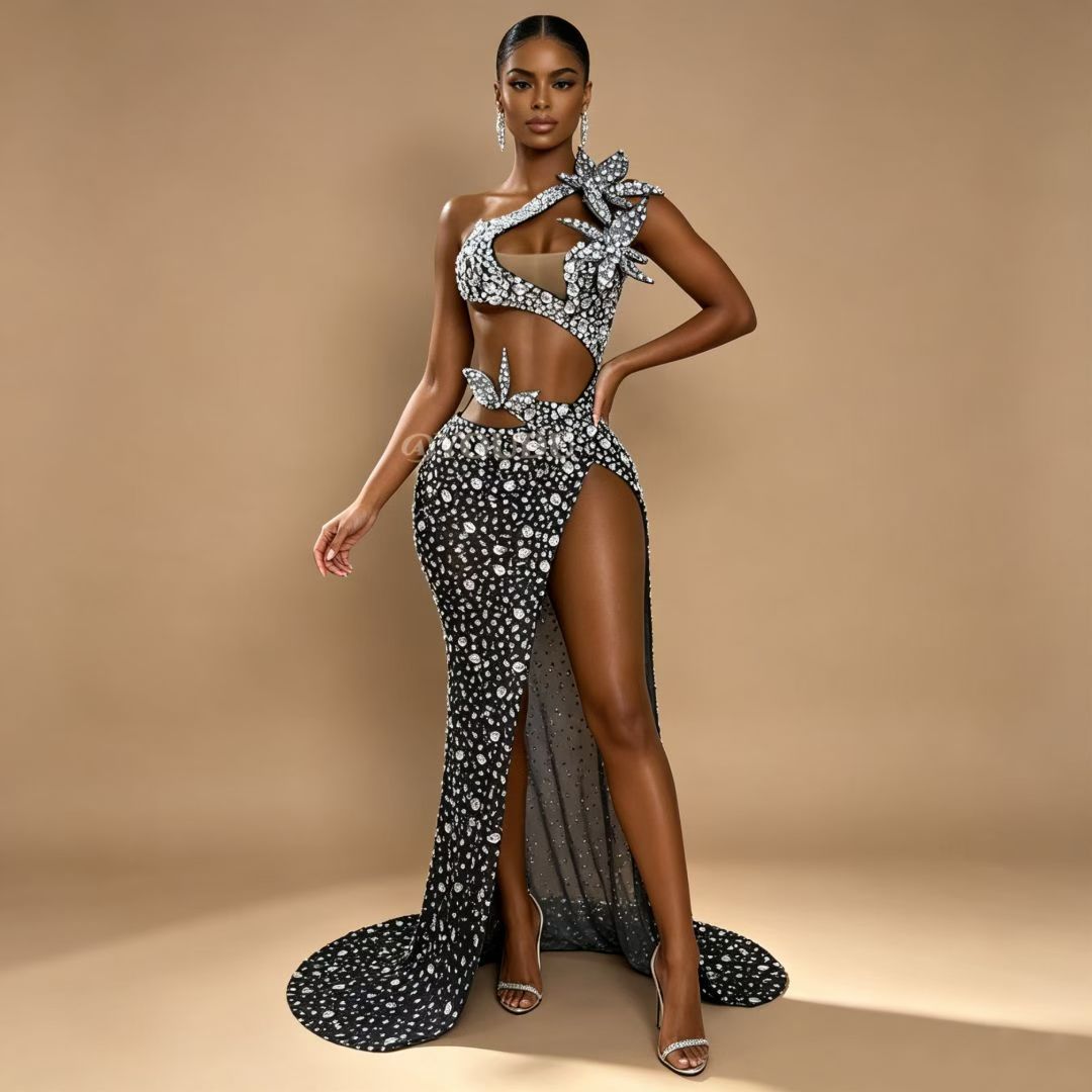 CELESINYI Xiaomanyao Crystal Petal Applique Gown