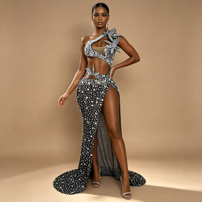 CELESINYI Xiaomanyao Crystal Petal Applique Gown