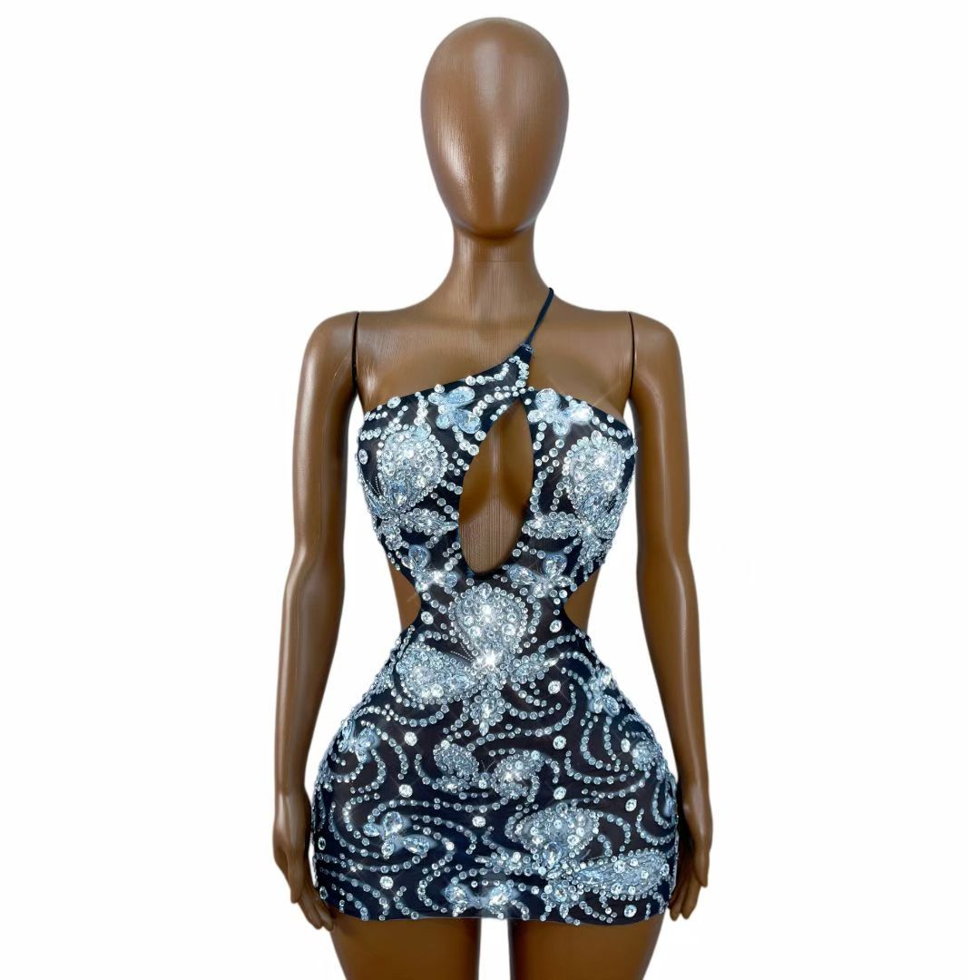 CELESINYI Xuanwodie Crystal Butterfly Cutout Mini Dress