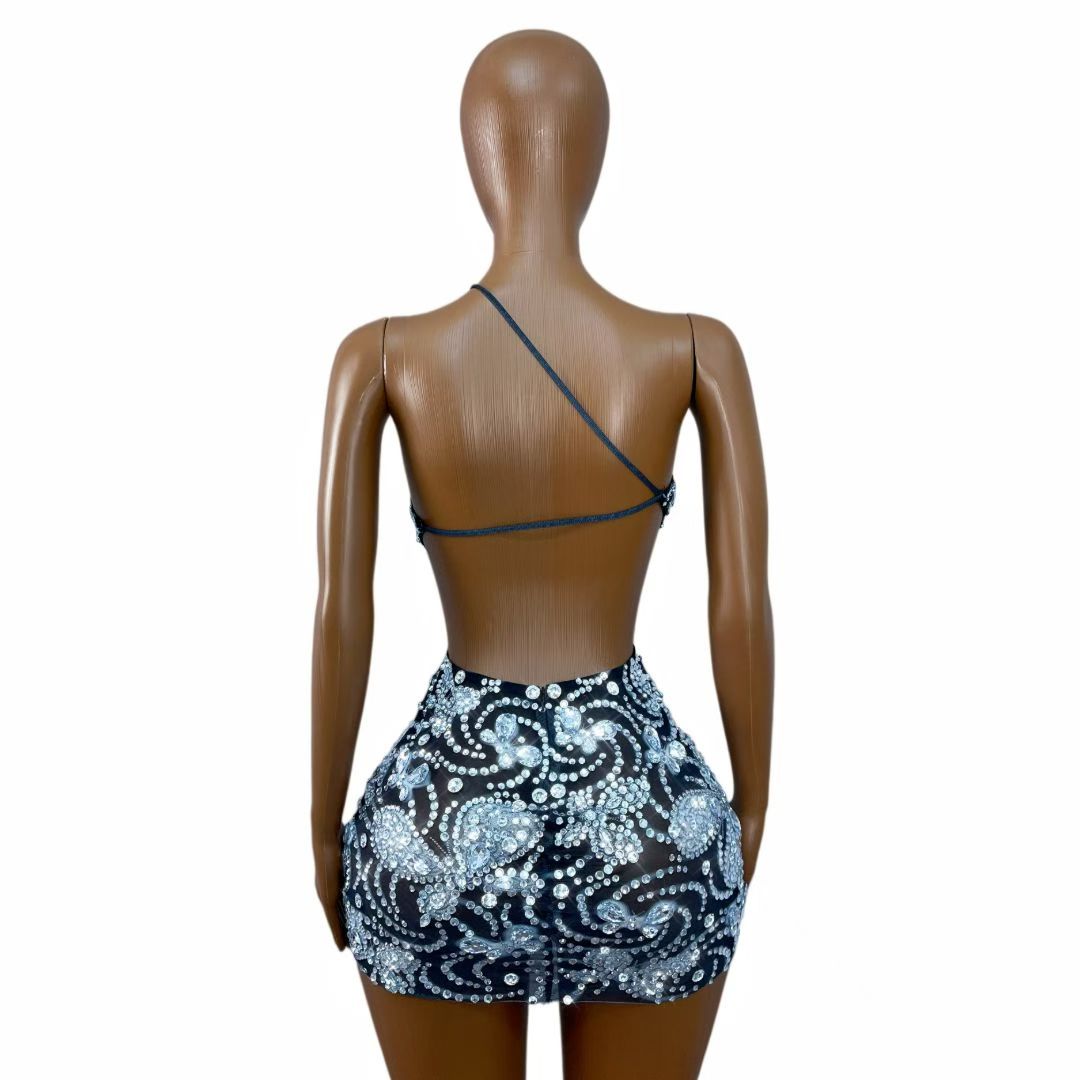 CELESINYI Xuanwodie Crystal Butterfly Cutout Mini Dress