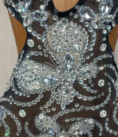 CELESINYI Xuanwodie Crystal Butterfly Cutout Mini Dress