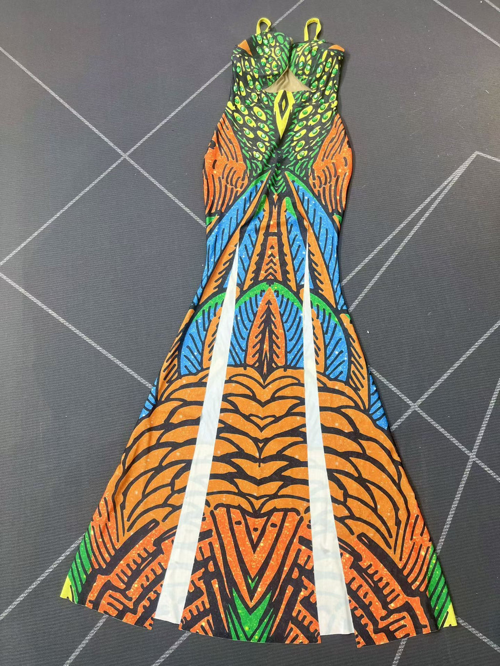 CELESINYI Qianzhenfeng Crystal Peacock Print Dress