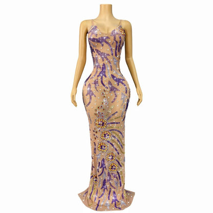 CELESINYI Shuiyu Crystal Floral Mermaid Gown
