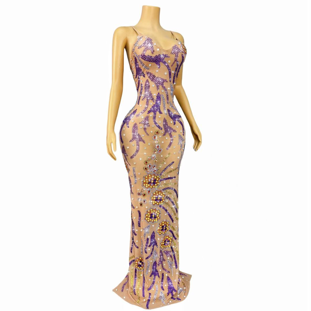 CELESINYI Shuiyu Crystal Floral Mermaid Gown