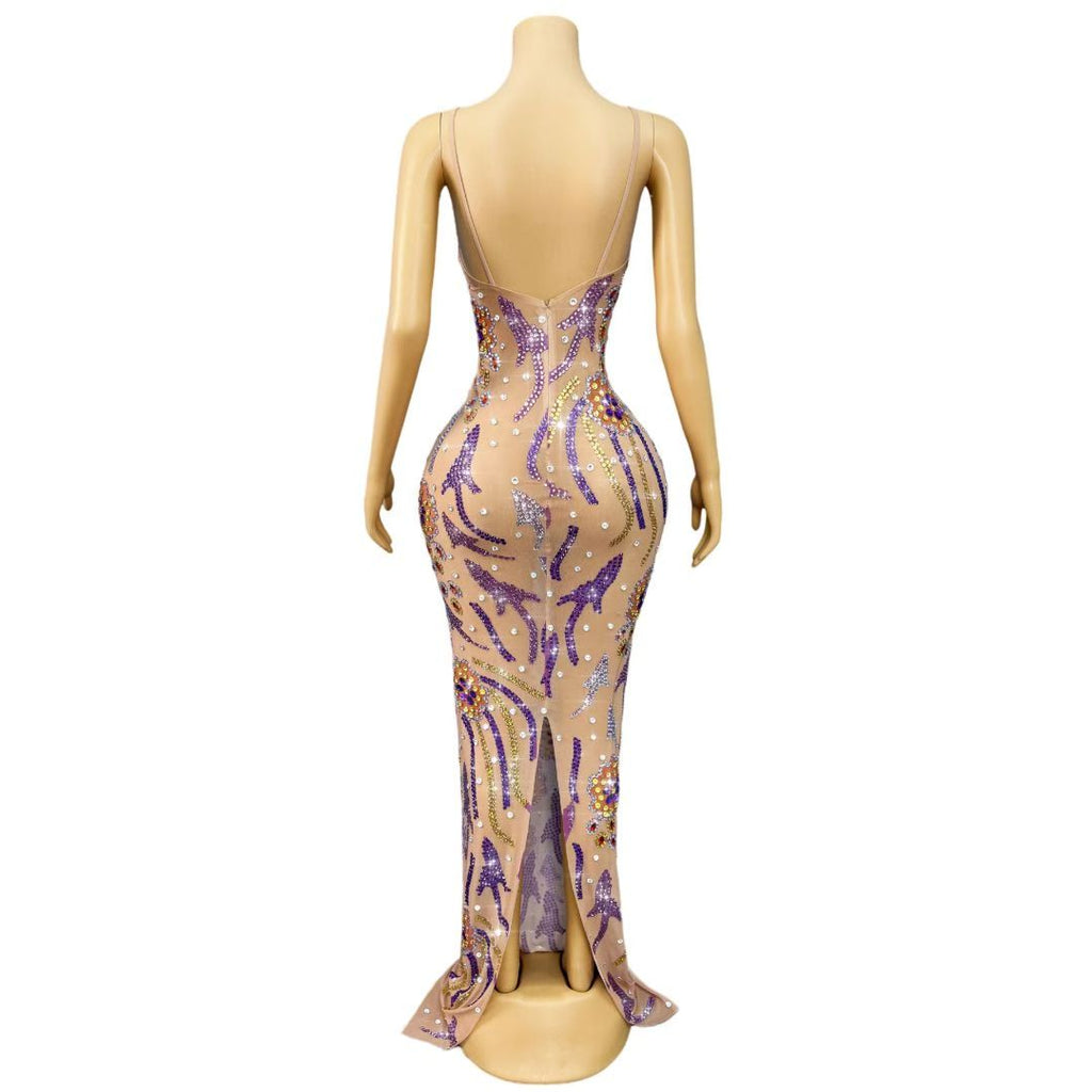 CELESINYI Shuiyu Crystal Floral Mermaid Gown