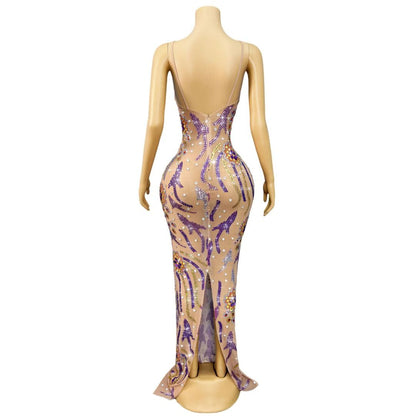 CELESINYI Shuiyu Crystal Floral Mermaid Gown