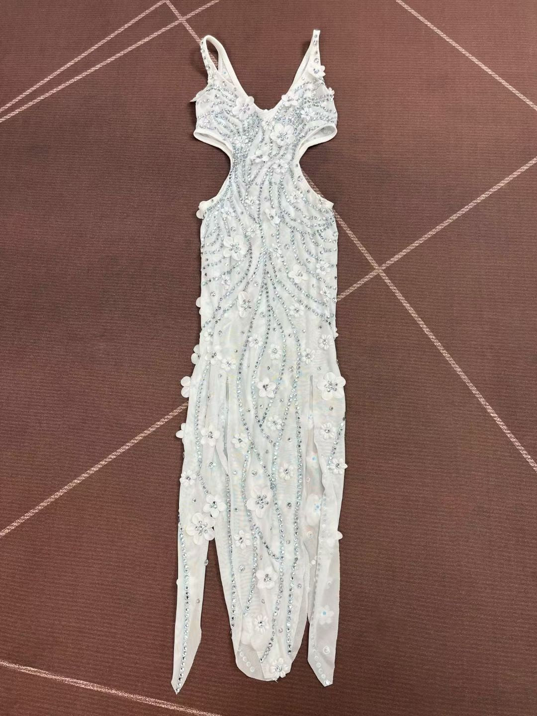 CELESINYI Liudehua Crystal Flower Applique Dress