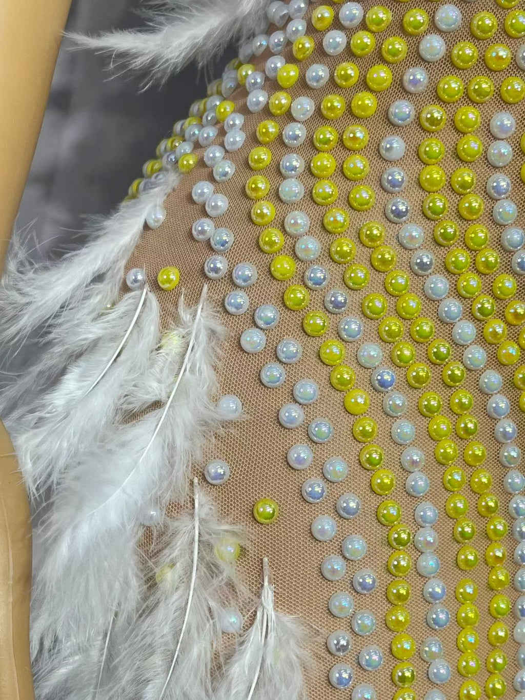 CELESINYI Zhuhai Crystal Pearl Feather Gown