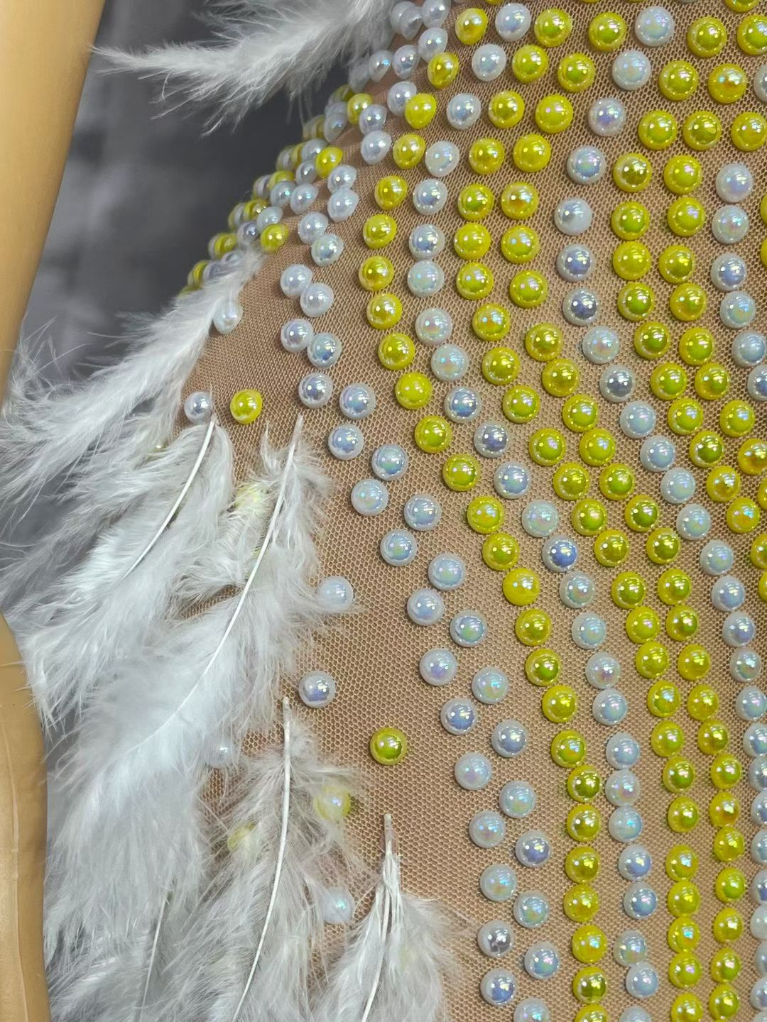 CELESINYI Zhuhai Crystal Pearl Feather Gown