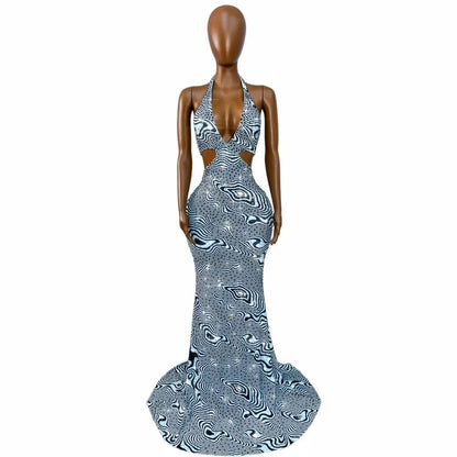 CELESINYI Xiaobanma Crystal Zebra Mermaid Gown