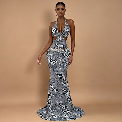 CELESINYI Xiaobanma Crystal Zebra Mermaid Gown