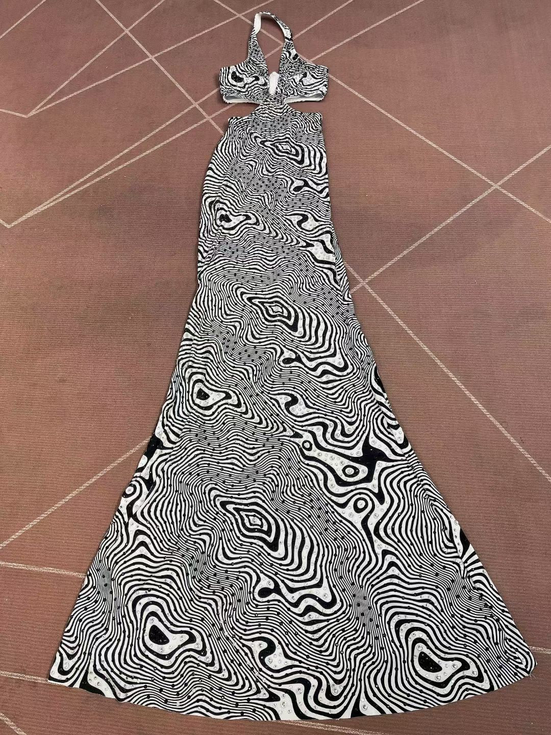 CELESINYI Xiaobanma Crystal Zebra Mermaid Gown