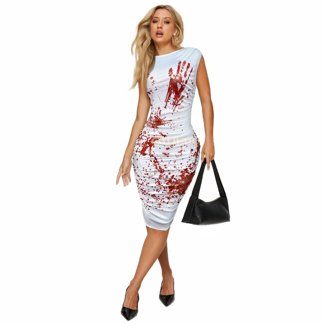 CELESINYI Xueshouyin Crystal Blood Splatter Dress