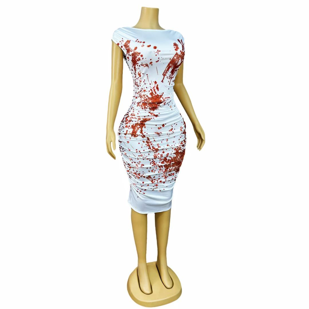CELESINYI Xueshouyin Crystal Blood Splatter Dress