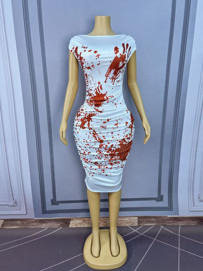 CELESINYI Xueshouyin Crystal Blood Splatter Dress