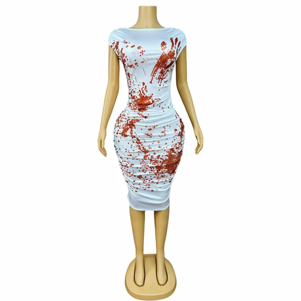 CELESINYI Xueshouyin Crystal Blood Splatter Dress