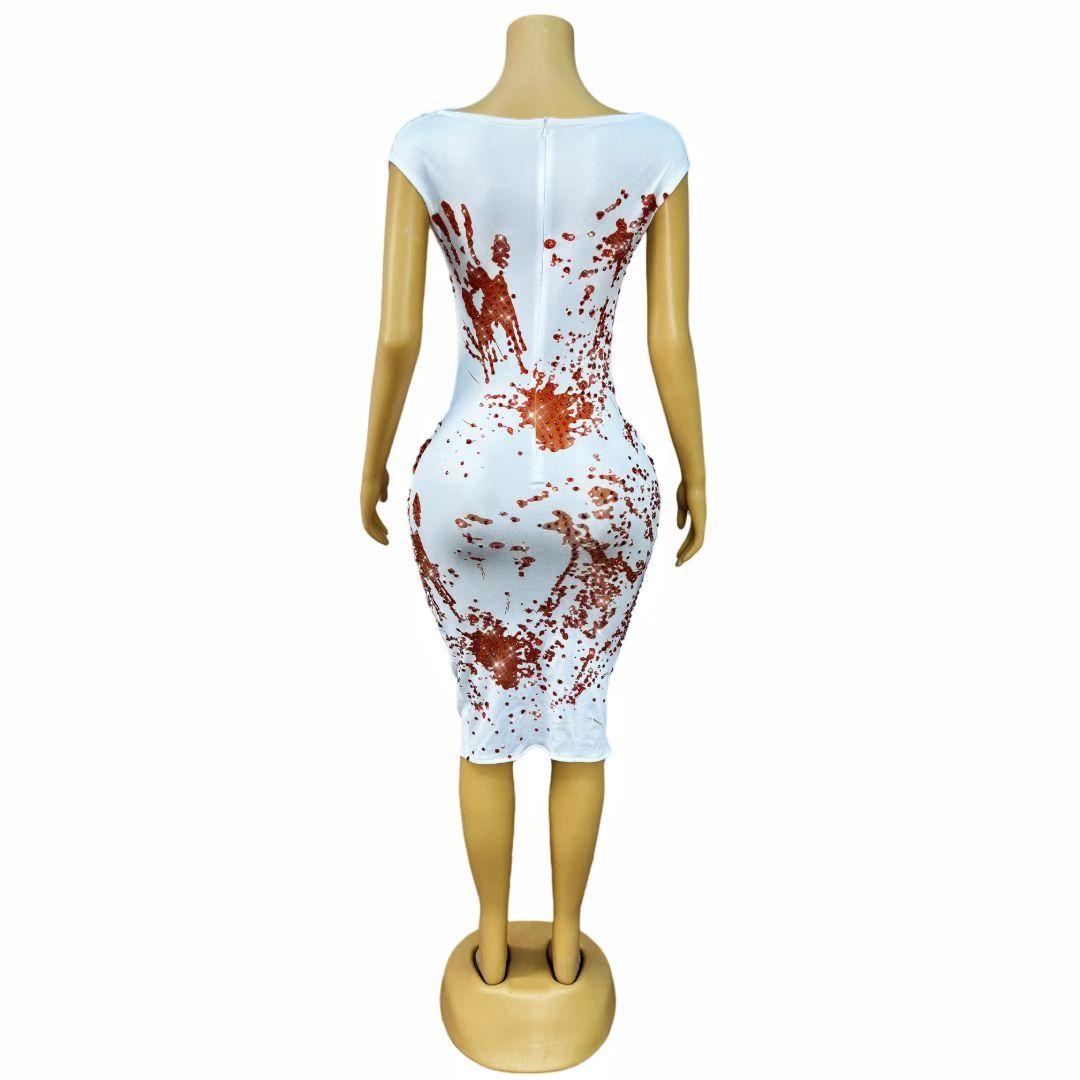 CELESINYI Xueshouyin Crystal Blood Splatter Dress