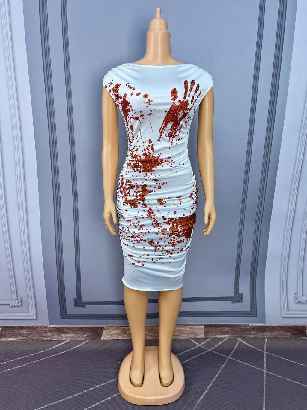 CELESINYI Xueshouyin Crystal Blood Splatter Dress