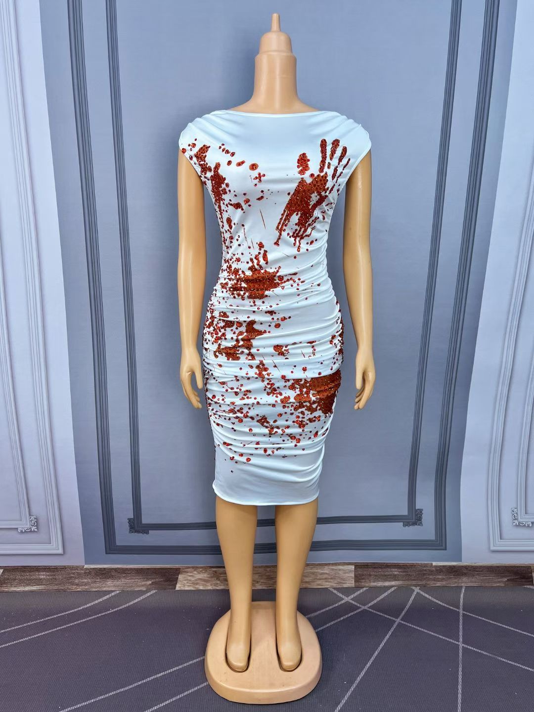 CELESINYI Xueshouyin Crystal Blood Splatter Dress