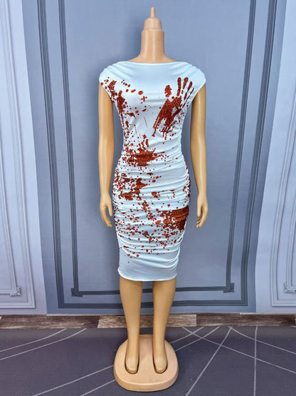 CELESINYI Xueshouyin Crystal Blood Splatter Dress
