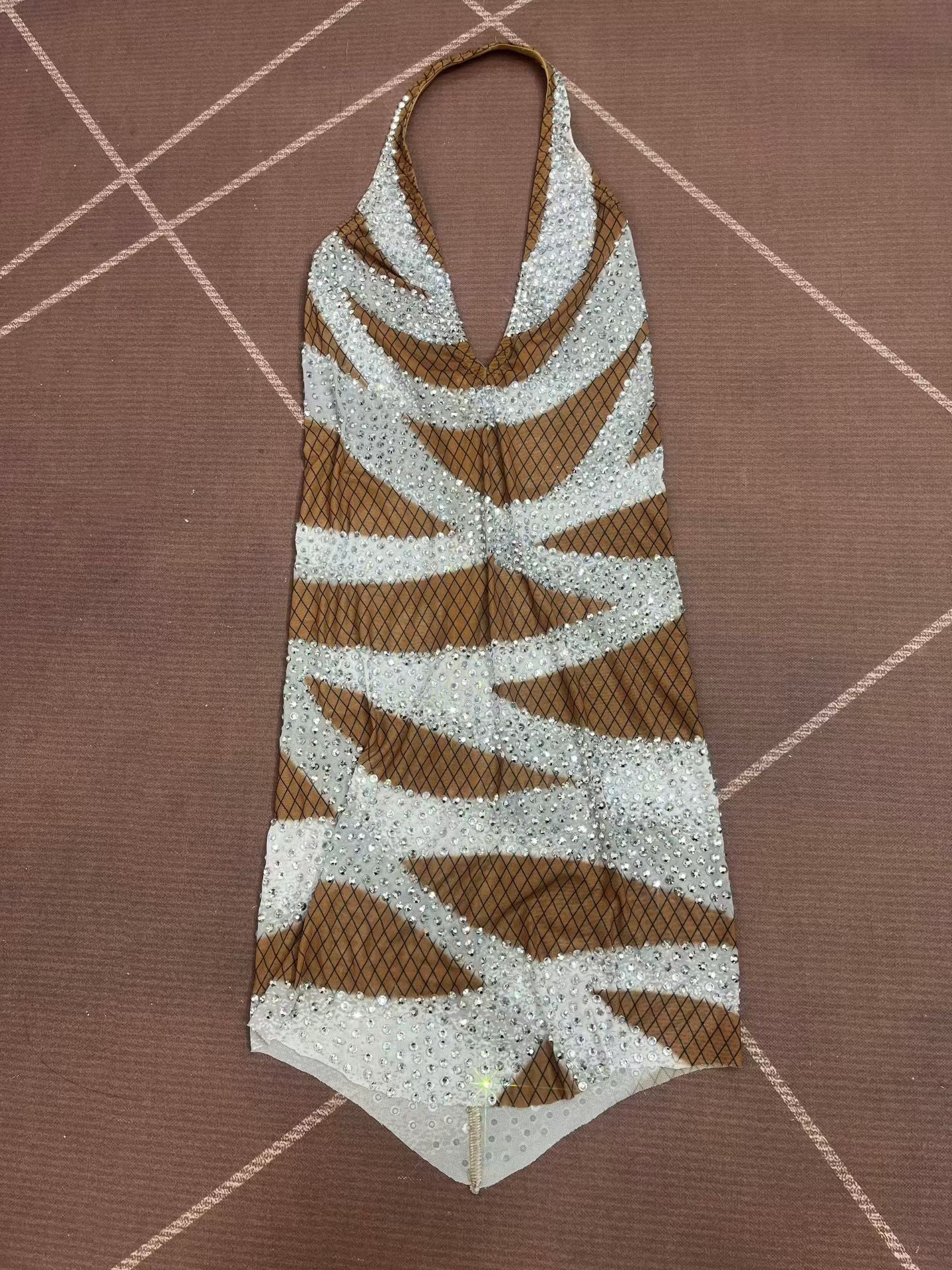 CELESINYI Chanrao Rhinestone Party Dress
