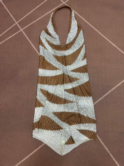 CELESINYI Chanrao Rhinestone Party Dress