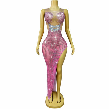 CELESINYI Jinque Crystal Party Dress