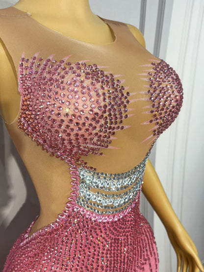 CELESINYI Jinque Crystal Party Dress