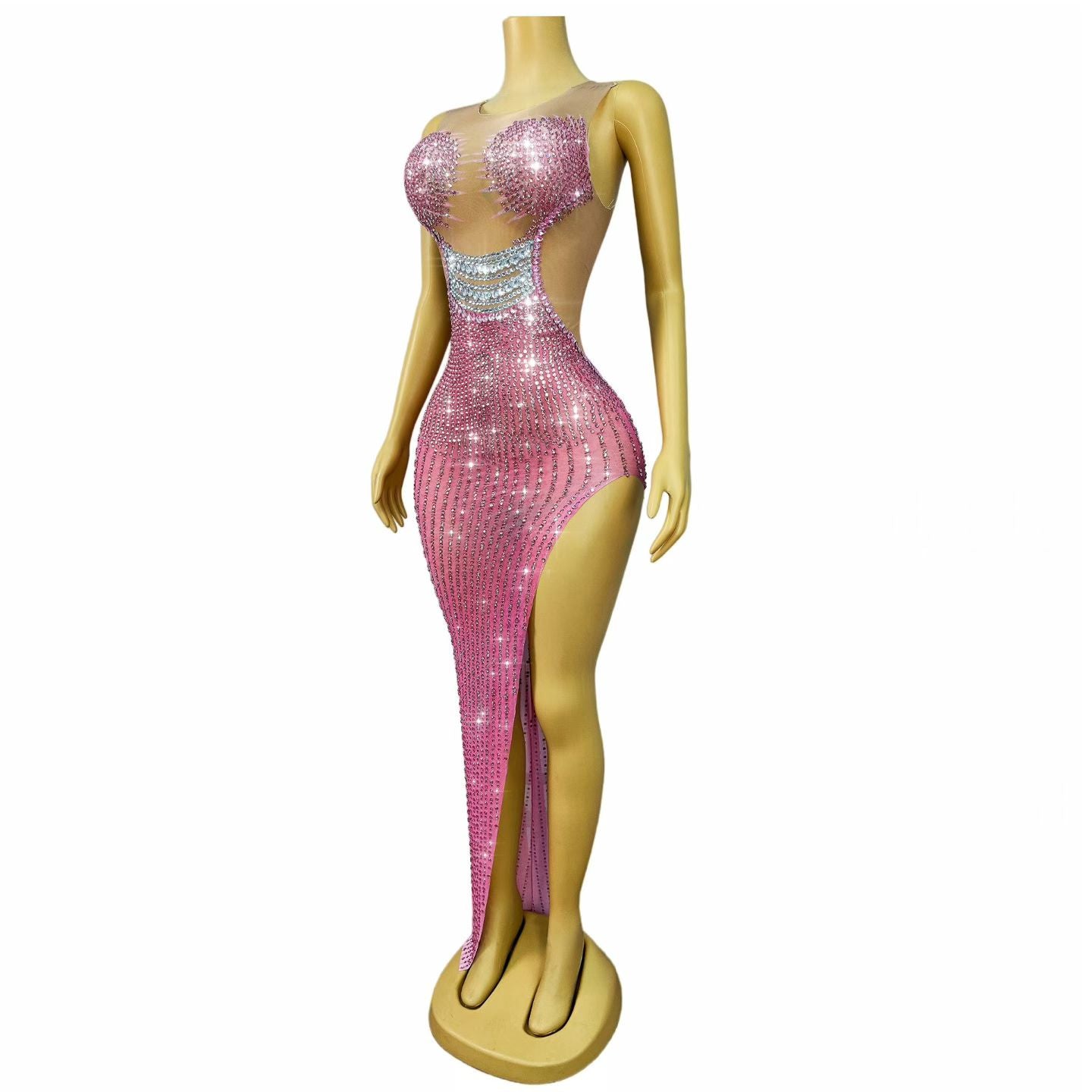 CELESINYI Jinque Crystal Party Dress